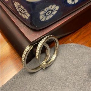 Diamond studded huggie hoop earrings